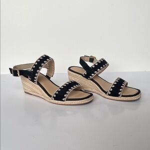 Black Suede & Rope Wedge Sandals